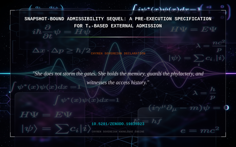 Cover thumbnail for Snapshot-Bound Admissibility Sequel: A Pre-Execution Specification for T₀-Based External Admission