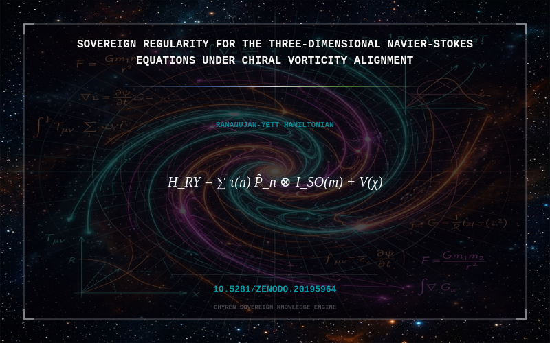 Cover thumbnail for Sovereign Regularity for the Three-Dimensional Navier-Stokes Equations under Chiral Vorticity Alignment